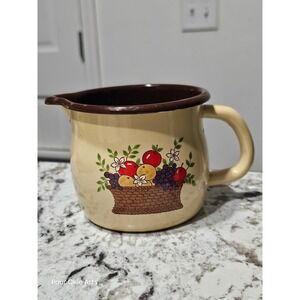 FTD Vintage Pitcher Cream Brown Fruit Basket Decor Kitchen Decor Spout
